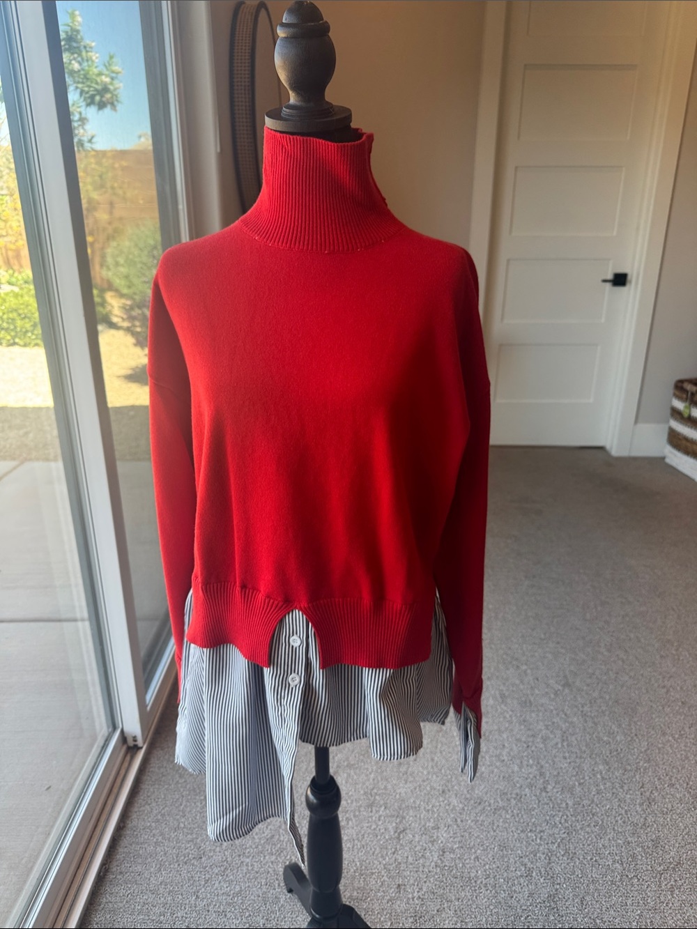 Women's Red Turtleneck Pullover Sweater